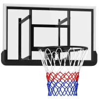 Soozier Wall Mounted Basketball Hoop, Height Adjustable Mini Basketball Hoop with 43" x 35" Backboard, 18" Steel Rim, Black(m-9)