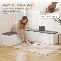 HOMCOM Shoe Bench L-Shaped Shoe Storage Bench Padded Cushion for Entryway Corner, White(m-6)