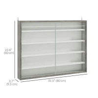 HOMCOM 5-Tier Display Cabinet, Shot Glass Display Case, Glass Curio Cabinet with 2 Glass Doors and 4 Adjustable Shelves, White(m-3)