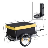 Aosom Bicycle Cargo Trailer, Two-Wheel Bike Luggage Wagon Trailer with Removable Cover, Fits 20" - 26" Bicycle Wheels, Yellow(m-3)