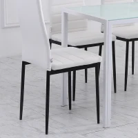 HOMCOM High Back Dining Chairs, Modern Upholstered Linen Fabric Accent Chairs with Metal Legs for Kitchen, Set of 4, White(m-6)