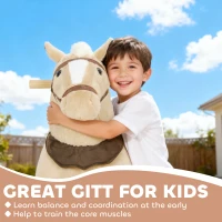 Qaba Ride on Horse, Plush Riding Pony for Ages 3-5, Walking Horse Animal with Wheels for Active Play, Brown(m-7)