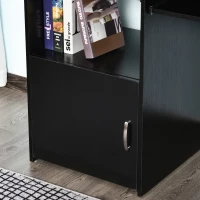 HOMCOM Computer Desk with Sliding Keyboard & Storage Shelves, Cabinet and Drawer, Home Office Gaming Table Workstation, Black Wood Grain(m-7)