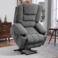 HOMCOM Power Lift Chair, Electric Recliner Chair with Vibration Massage, Heat, Side Pockets, Quick Assembly, Charcoal Gray(m-2)