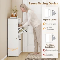 HOMCOM Shoe Cabinet 2 Flip Drawers Adjustable Dividers Shoe Storage Cabinet Top Shelf Entryway White(m-5)