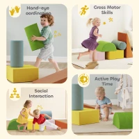 Qaba Climbing Toys for Toddlers with Removable Cover, Indoor Activity Play Set for Crawling, Sliding, Orange/Green(m-6)