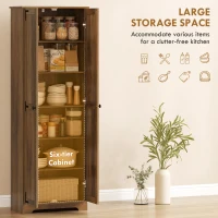 HOMCOM 67" Farmhouse Pantry Cabinet with 2 Doors, Tall Storage Cabinet with Adjustable Shelves, Brown Wood Grain(m-5)