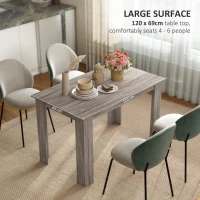 HOMCOM 47" Dining Table for 4-6 People, Modern Rectangular Kitchen Table for Dining Room, Living Room, Light Gray Wood Effect(m-5)
