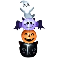 HOMCOM 6FT Halloween Inflatable Ghost Bat Pumpkin Black Cat Pole W/ LED Lights(m-1)