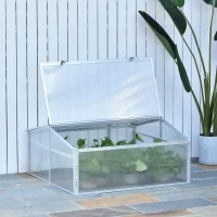 Outsunny Aluminium Cold Frame Greenhouse Garden Portable Raised Planter with Openable Top for Indoor, Outdoor, Flowers, Vegetables, Plants, 39" x 39" x 19"(m-1)