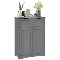 kleankin Bathroom Cabinet, Bathroom Storage Cabinet with 2 Drawers, Adjustable Shelf for Living Room, Entryway, Grey(m-9)