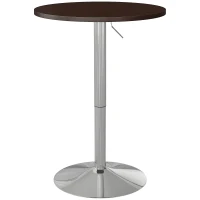 HOMCOM High Top Bar Table, Adjustable Round Kitchen Table with Swivel Top and Steel Base, Bistro Table for 2 People, Walnut(m-9)
