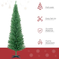 HOMCOM 7ft Unlit Pencil Artificial Christmas Tree with Realistic Branches and 499 Tips, Plastic Base, Light Green(m-4)