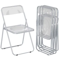 HOMCOM 4 Pack Acrylic Foldable Chairs, Transparent Folding Chairs for Living Room, Home Office, Party, Clear(m-9)