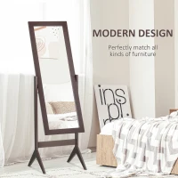 HOMCOM Full Length Mirror, Free Standing Full Body Mirror with Rectangular Frame, Adjustable Angle for Dressing Room, Bedroom, Living Room, Dark Brown(m-6)