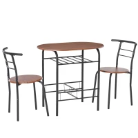 HOMCOM Dining Table Set of 3, 31.5" Kitchen Table and Chairs Set for 2 with Shelf, for Small Space, Dining Room, Living Room(m-12)
