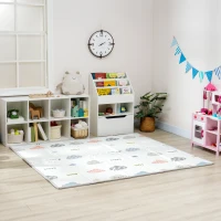 Qaba Foldable & Reversible Baby Play Mat, 79" x 71" Foam Floor Mat, Non-Slip Waterproof Crawling, Alphabet & Cloud Design(m-10)