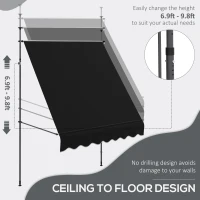 Outsunny 6.5' x 4' Manual Retractable Awning, Non-Screw Patio Awning, UV Resistant for Window or Door, Black(m-4)