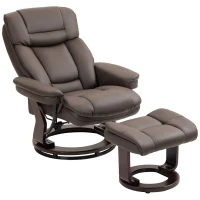 HOMCOM Swivel Recliner with Ottoman, PU Leather Reclining Chair with Footrest, for Living Room, Bedroom, Dark Brown(m-1)