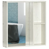kleankin 24.75" x 25.5" Bathroom Medicine Cabinet with Mirror, Storage Shelf, Over Toilet Bathroom Cabinet Wall Mounted for Living Room and Laundry Room, White(m-1)