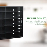 HOMCOM 5-Tier Display Cabinet, Shot Glass Display Case, Glass Curio Cabinet with 2 Glass Doors and 4 Adjustable Shelves, Black(m-4)