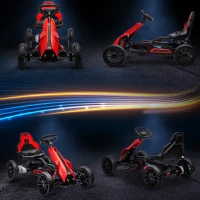 Aosom 12V Electric Go Kart for Kids, Ride On Toy with EVA Tires, 2 Speeds, Adjustable Seat, Safety Belt for 3-8 Years, Red(m-7)