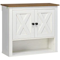 kleankin Farmhouse Bathroom Wall Cabinet, Medicine Cabinet, Over Toilet Storage Cabinet with Storage Shelves for Kitchen, Entryway, White(m-2)