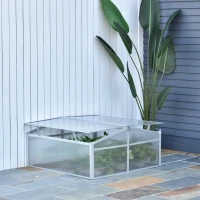 Outsunny Aluminium Cold Frame Greenhouse Garden Portable Raised Planter with Openable Top for Indoor, Outdoor, Flowers, Vegetables, Plants, 39" x 39" x 19"(m-8)
