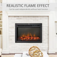 HOMCOM 24" Electric Fireplace Insert, Retro Recessed Fireplace Heater with Realistic Flame, Remote Control and Adjustable Brightness, 750/1500W, Black(m-5)