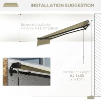 Outsunny 8' x 6.5' Retractable Awning, 280gsm UV Resistant Sunshade Shelter for Deck, Balcony, Yard, Beige(m-7)