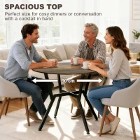 HOMCOM 35" Round Dining Table, Modern Dining Room Table with Steel Frame, Space Saving Small Kitchen Table, Rustic Brown(m-6)