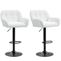HOMCOM Swivel Barstools Set of 2 Adjustable Bar Stools with Footrest Armrests for Dining Room Cream White(m-2)
