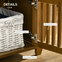 HOMCOM Shoe Bench with Storage Cabinets, Bamboo Entryway Bench with Seating Cushion, 3 Doors, Side Rack and Hidden Compartment for Hallway, Brown(m-7)