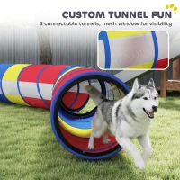 PawHut Dog Agility Training Equipment, 12-Piece Dog Obstacle Course with Adjustable Hurdle & Ring, 4 Tunnels, Weave Poles(m-5)