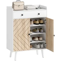 HOMCOM Shoe Cabinet for Entryway, Modern Shoe Storage Cabinet with Adjustable Shelves and Drawer for 12 Pairs, White(m-9)
