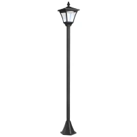 Outsunny 47" Single Solar Lamp Post, 30 Lumens Garden Solar-Powered LED Streetlight Style Outdoor Light Waterproof 5-6 Hours with Base for Lawn Pathway Walkway, Black(m-13)