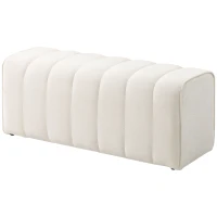 HOMCOM 43" Upholstered Bedroom Bench Modern End of Bed Bench Load up to 485 lbs for Bedroom Hallway Living Room Cream White(m-2)