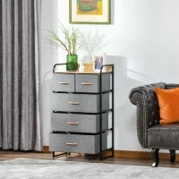 HOMCOM 5-Drawer Chest Dresser for Bedroom, 4-Tier Storage Organizer with Steel Frame, Light Gray(m-4)