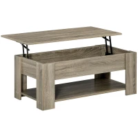 HOMCOM Lift Top Coffee Table with Hidden Storage Compartment and Open Shelf, Center Table for Living Room, Grey(m-2)