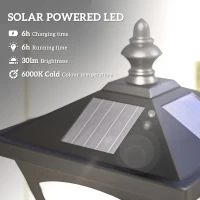 Outsunny 47" Single Solar Lamp Post, 30 Lumens Garden Solar-Powered LED Streetlight Style Outdoor Light Waterproof 5-6 Hours with Base for Lawn Pathway Walkway, Black(m-4)