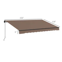 Outsunny 13' x 10' Retractable Awning, 280gsm UV Resistant Sunshade Shelter for Deck, Balcony, Yard, Coffee(m-3)