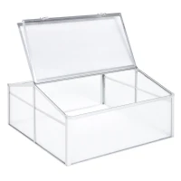 Outsunny Aluminium Cold Frame Greenhouse Garden Portable Raised Planter with Openable Top for Indoor, Outdoor, Flowers, Vegetables, Plants, 39" x 39" x 19"(m-11)