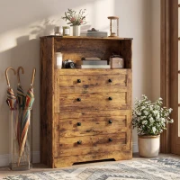HOMCOM Shoe Cabinet with 2 Flip Drawers, Narrow Shoe Storage Cabinet, Rustic Brown(m-9)