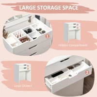 HOMCOM Vanity Set with Flip Top Mirror, Makeup Vanity Desk with Stool, Dressing Table with Drawer and 7 Compartments, White(m-5)