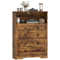 HOMCOM Shoe Cabinet with 2 Flip Drawers, Narrow Shoe Storage Cabinet, Rustic Brown(m-1)