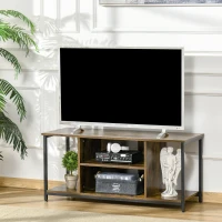 HOMCOM TV Stand for TVs Up to 55 Inches, TV Console with Open Storage Shelves, Entertainment Center for Living Room, Rustic Brown(m-8)