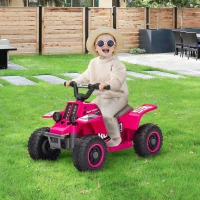 Qaba 6V Kids ATV Quad, 4 Wheeler Battery Powered Electric Ride on Car w/ Lights, Forward Backward, Pink(m-8)