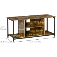 HOMCOM TV Stand for TVs Up to 55 Inches, TV Console with Open Storage Shelves, Entertainment Center for Living Room, Rustic Brown(m-3)