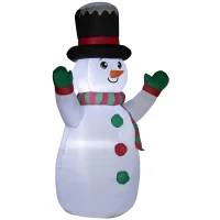 Outsunny 6 FT Christmas Inflatable Snowman, Xmas Blow Up Snowman with LED Lights for Indoor, Outdoor, Lawn, Garden, Party(m-1)