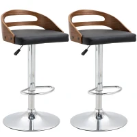 HOMCOM Bar Stools Set of 2, Adjustable Height Counter Height Bar Stools, Swivel Bar Chair with PU Leather Padded Seat, Footrest(m-2)